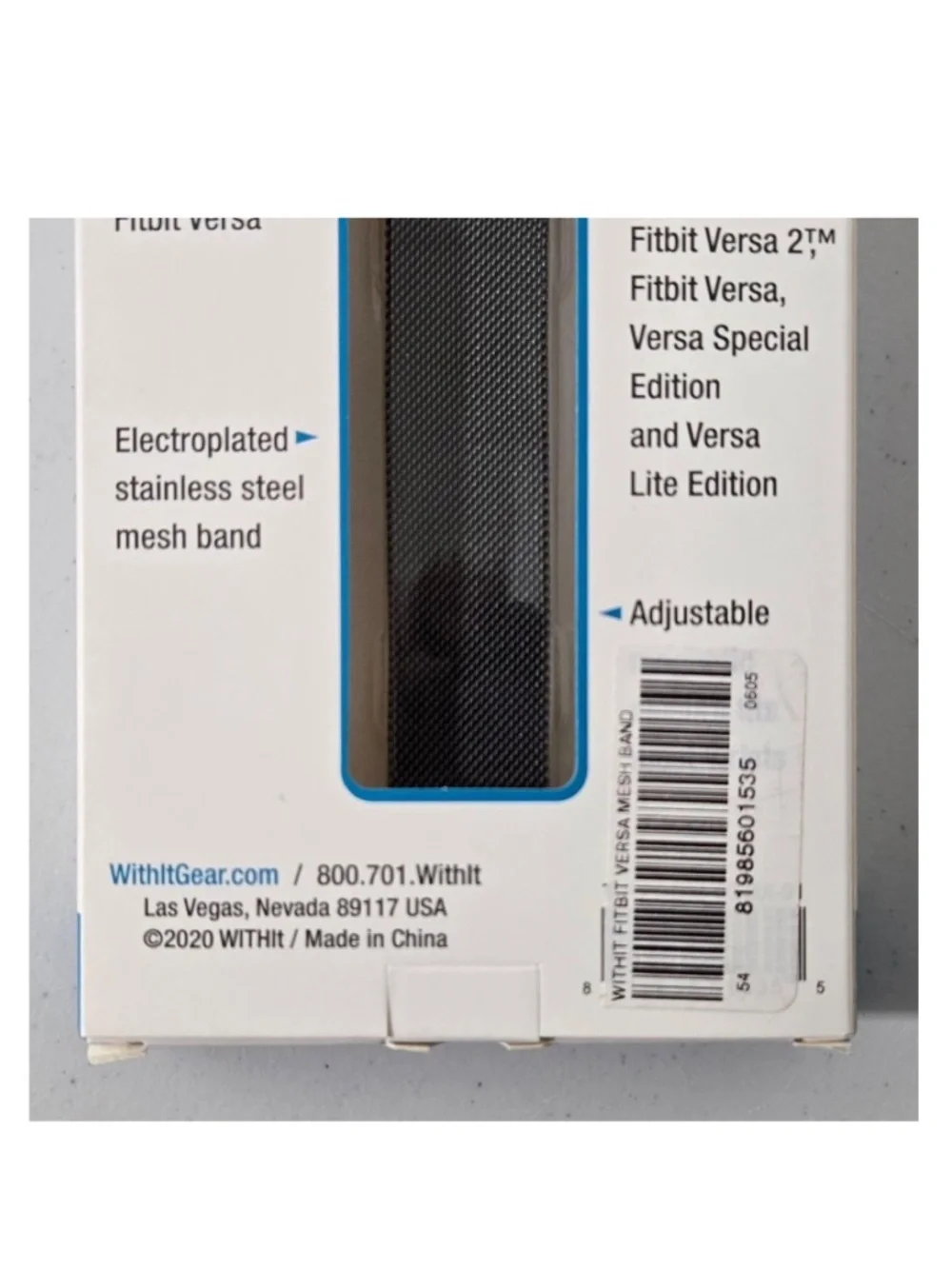 New Withit FitBit Versa Watch Band Stainless Steel Metal Graphite Black Mesh NWT